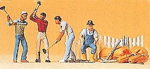 Circus Workers -- Stake Driving Gang & Seated Wagon/Truck Driver, HO, Preiser Kg 20264