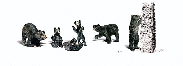 Scenic Accents(R) Animal Figures -- Black Bears pkg(6), O, Woodland Scenics 2737