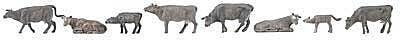 Mountain Cows -- Gray pkg(8), HO, Faller Gmbh 151905