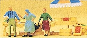 Vendors -- Flower Stand w/Customers, HO, Preiser Kg 10056