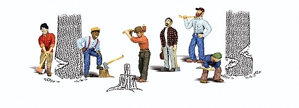 Scenic Accents(R) Figures -- Lumberjacks pkg(6), O, Woodland Scenics 2735