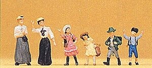 1900s Figurines -- Women & Children pkg(6), HO, Preiser Kg 12194
