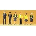 Railway Personnel -- Wearing Black & Yellow Uniforms pkg(6), HO, Preiser Kg 10375