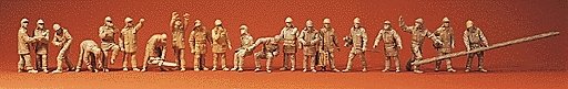 Emergency - Modern German Firefighters - Unpainted Figure Set pkg(20) -- Figures & Equipment, HO, Preiser Kg 16351