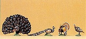 Animals -- Turkeys & Peacocks pkg(4), HO, Preiser Kg 10166