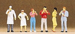 Working People -- People at Sales Trailer pkg(6), HO, Preiser Kg 10109