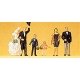 Wedding Participants pkg(6) -- Bride, Groom, Ring Bearer, Flower Girl & Two Guests, HO, Preiser Kg 10339