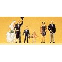 Wedding Participants pkg(6) -- Bride, Groom, Ring Bearer, Flower Girl & Two Guests, HO, Preiser Kg 10339
