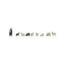 Shepherd and Sheep - Color 3D Print -- Figure and 8 Sheep, N, Noch Gmbh & Co 35740