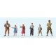 Pedestrians -- US Soldiers w/Children, HO, Preiser Kg 10613