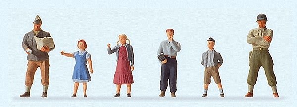 Pedestrians -- US Soldiers w/Children, HO, Preiser Kg 10613