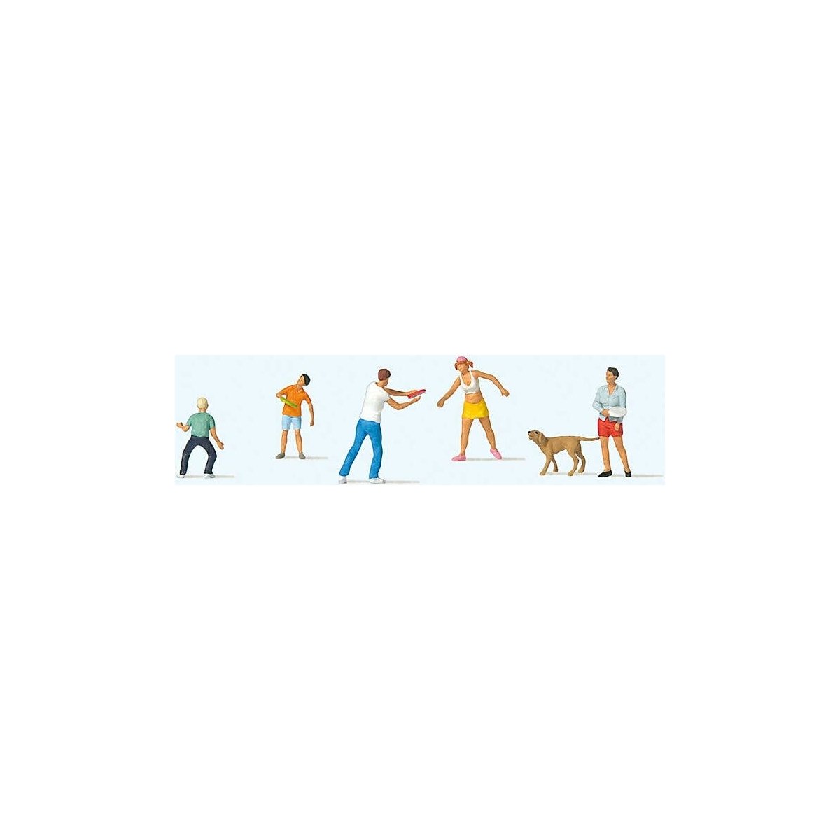Outdoor Fun -- 5 People & 1 Dog, HO, Preiser Kg 10696