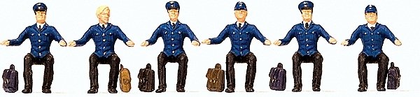 Railroad Personnel -- Seated DB (German) Locomotive Drivers pkg(6), HO, Preiser Kg 10557