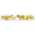 Cows -- Light Brown pkg(6), HO, Preiser Kg 10147