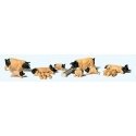 Pigs -- Light Brown, Black pkg(8), HO, Preiser Kg 10149