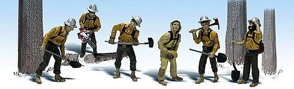 Scenic Accents(R) Working Figures -- Smoke Jumpers (Firefighters) pkg(6), HO, Woodland Scenics 1919