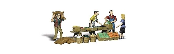 Scenic Accents(R) Figures -- Farmers Market Vendors & Customer pkg(4), N, Woodland Scenics 2170