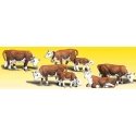 Scenic Accents(R) Animal Figurines -- Hereford Cows pkg(11), N, Woodland Scenics 2144