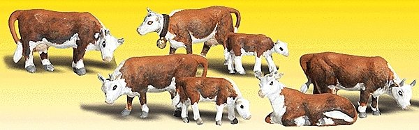 Scenic Accents(R) Animal Figurines -- Hereford Cows pkg(11), N, Woodland Scenics 2144