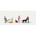 Dog Training School -- Figures Set pkg(9), HO, Merten 212589