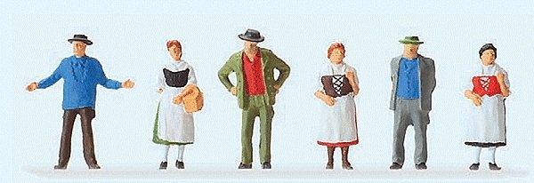 Pedestrians -- At The Village Market, HO, Preiser Kg 14048