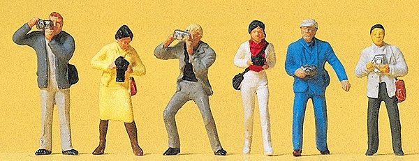 Working People -- Standing Photographers pkg(6), HO, Preiser Kg 14080