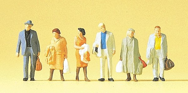 Pedestrians -- Passengers w/Bags, HO, Preiser Kg 14027