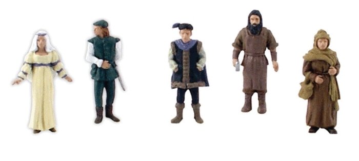 Scene-A-Rama(R) Figures -- Castle Dwellers pkg(5), All Scales, Woodland Scenics 4442