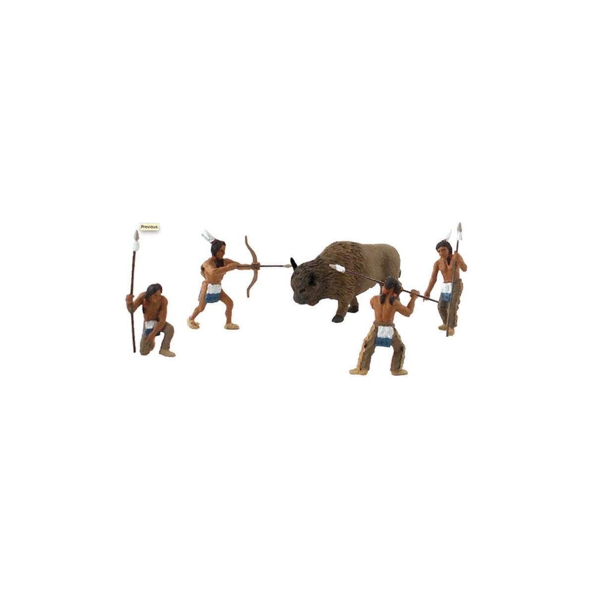 Native American Hunt Figures - Scene-A-Rama(R) -- Four Native Americans & One Bison, All Scales, Woodland Scenics 4444
