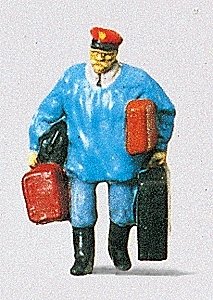 Individual Figure - Railway Personel -- Porter w/Luggage, HO, Preiser Kg 28013