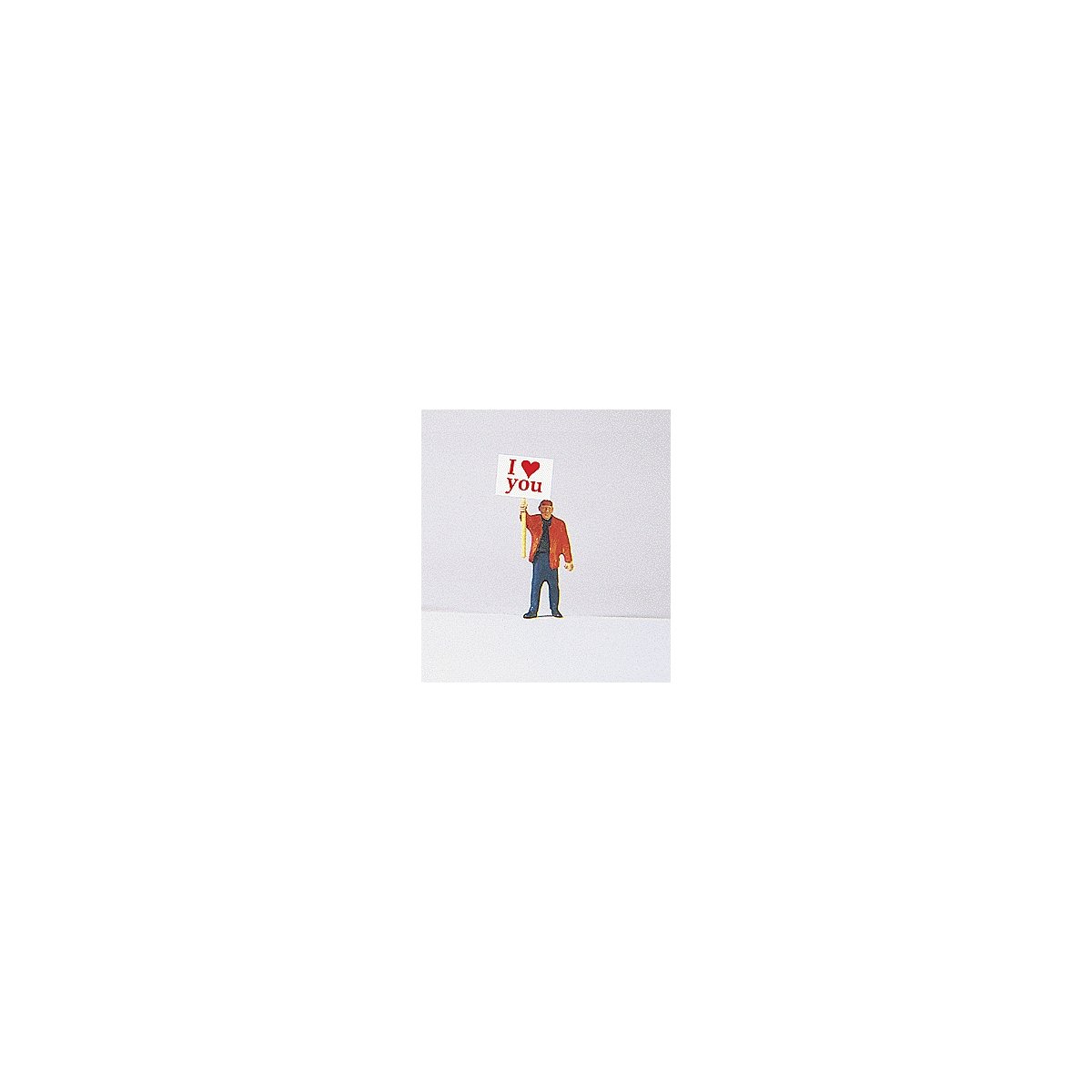 Individual Figure - Pedestrian -- Man w/I Love You Signboard, HO, Preiser Kg 29039