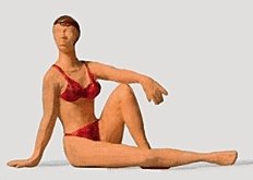 Individual Figures - Recreation & Sports -- Seated Female Swimmer, HO, Preiser Kg 28072