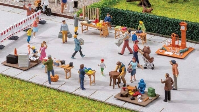 Flea Market -- 5 Figures, Sale Table, Merchandise, HO, Noch Gmbh & Co 16280