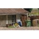 Raccoons - Action Set -- 5 Adult and 2 Young Raccoons, Wood Fence, Wood Pile, Trash Can, Cart,, HO, Busch Gmbh & Co Kg 7922