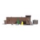 Raccoons - Action Set -- 5 Adult and 2 Young Raccoons, Wood Fence, Wood Pile, Trash Can, Cart,, HO, Busch Gmbh & Co Kg 7922
