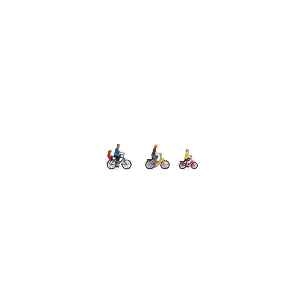 Family on a Bike Trip -- 4 People on 3 Bicycles, HO, Noch Gmbh & Co 15909