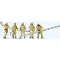 Modern Firemen Arriving at Scene with Accessories -- Beige Uniforms pkg(5), HO, Preiser Kg 10770