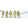Modern Firemen Arriving at Scene with Accessories -- Beige Uniforms pkg(5), HO, Preiser Kg 10770