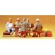 People Working -- Construction Workers Eating Lunch pkg(5), HO, Preiser Kg 10338