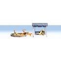 Parents & Children w/Accessories -- 4 People, 1 Dog, Sandbox, Swing Seat, HO, Noch Gmbh & Co 15590