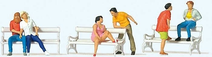 On the Park Bench -- pkg(6), HO, Preiser Kg 10739