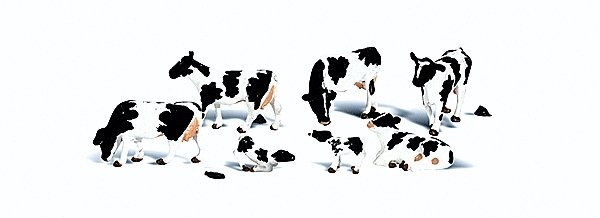 Scenic Accents(R) Animal Figures -- Holstein Cows pkg(7), O, Woodland Scenics 2724