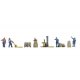 Warehouse Workers - Color 3D Print -- 5 Figures, Forklift, Pallet Jack, Cart, Crates, Loaded Palle, N, Noch Gmbh & Co 35060