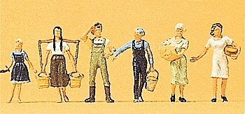People Working -- Female & Male Farm Workers pkg(6), HO, Preiser Kg 10295
