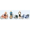 Standing Cyclists in Sportswear w/Bikes -- Set 2 pkg(3), HO, Preiser Kg 10644