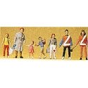 Pedestrians -- Adult with 3 Kids & 2 Crossing Guards, HO, Preiser Kg 10344