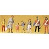 Pedestrians -- Adult with 3 Kids & 2 Crossing Guards, HO, Preiser Kg 10344