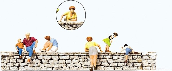 Sitting/Leaning on a Wall -- pkg(6), HO, Preiser Kg 10615