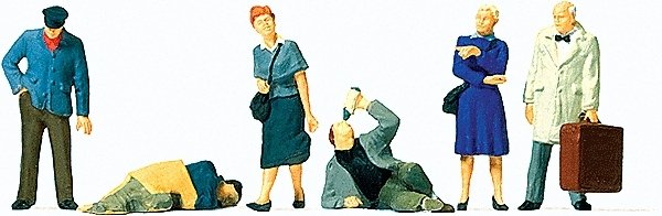 Passengers -- At the Train Station pkg(6), HO, Preiser Kg 10592