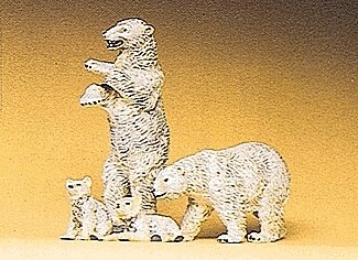 Animals -- Polar Bears 2 Adults, 2 Cubs, HO, Preiser Kg 20384